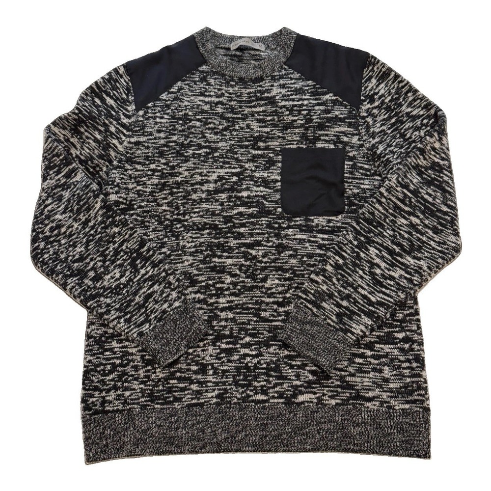 Icebreaker Men's 100% Merino Wool Barein Crewe Long Sleeve Sweater Black Gray M